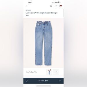 curve love 90’s straight ultra high rise - abercrombie & fitch - medium wash